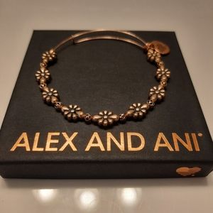 Alex & Ani Flower Bangle in Rose Gold